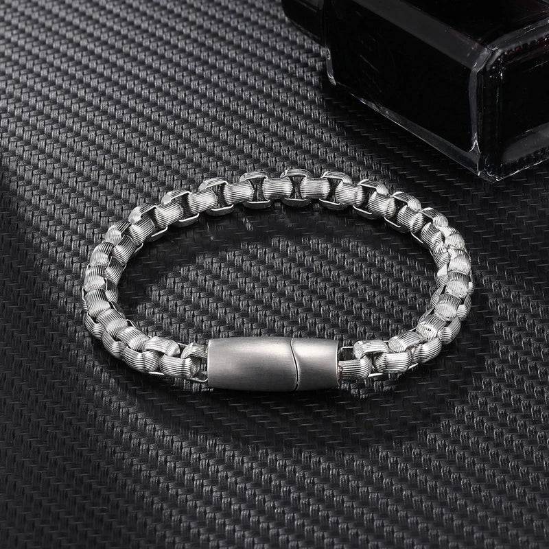 Armband Curby aus Edelstahl - Punk-Rock-Stil mit Vintage-Optik und oxidierter Farbe