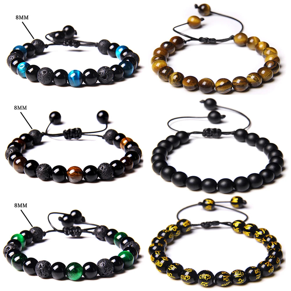 Nahaufnahme der 8mm Perlen des Yoga-Armbands - Hochwertige Verarbeitung im Detail