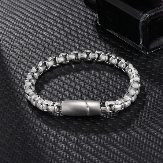 Armband Curby aus Edelstahl - Punk-Rock-Stil mit Vintage-Optik und oxidierter Farbe