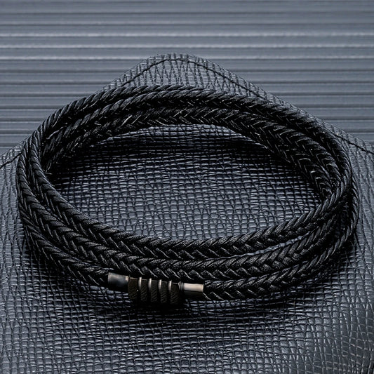 Armband Dave - Geflochtenes Herrenarmband aus Leder mit Magnetverschluss