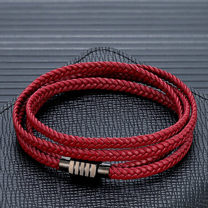 Armband Dave - Hochwertiges Leder kombiniert mit Edelstahl-Elementen