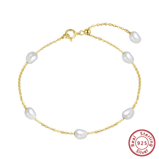 Armband Giulietta aus 925 Sterling Silber mit barocker Süßwasserperle - Hauptansicht des eleganten Schmuckstücks
