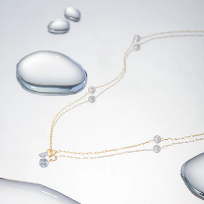 Freigestellte Halskette aus PVD 18K vergoldetem Edelstahl mit Süßwasserperle | minimalistischer Schmuck