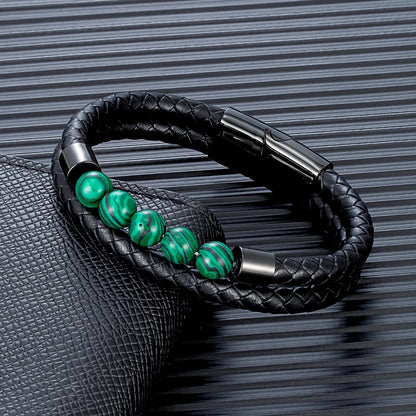 Armband Peacock aus Edelstahl mit Tigeraugen-Perlen