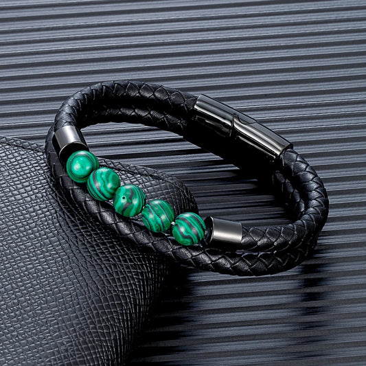 Armband Peacock aus Edelstahl mit Tigeraugen-Perlen